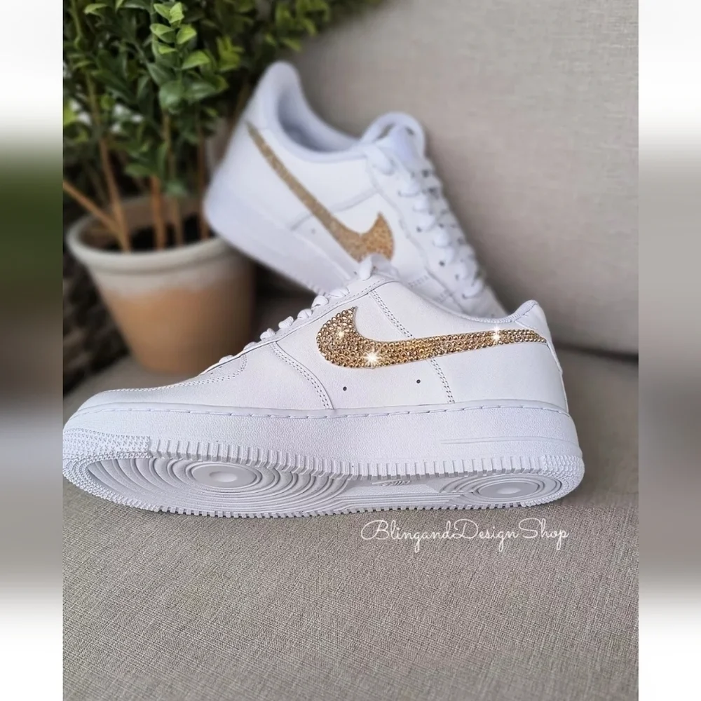 Bling Nike Air Force 1 Low Sneakers Customized with Swarovski Crystals Custom